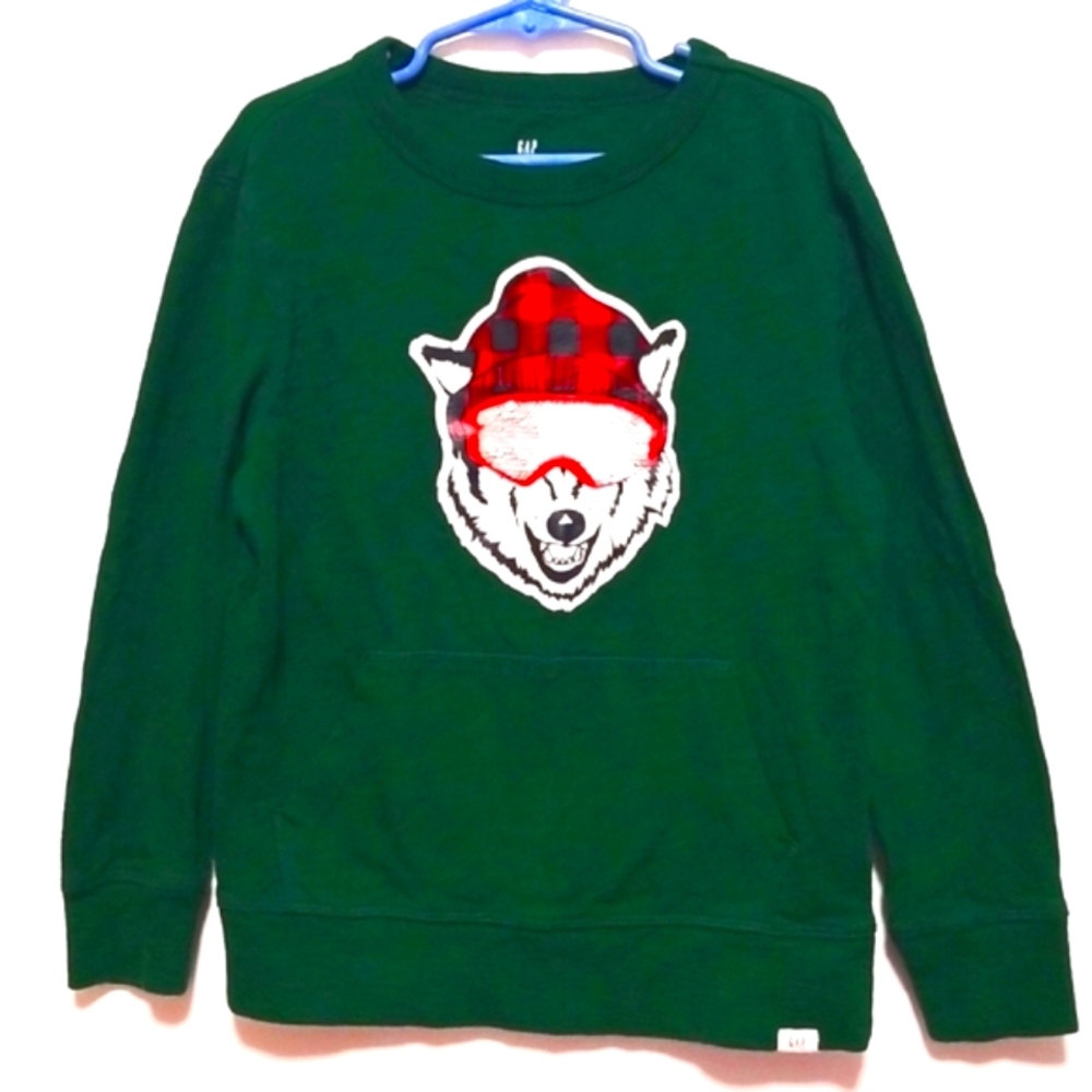2/$20 GAP Flip Sequin Bear Graphic Print Long Sleeve Sweatshirt Size S